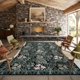thumbnail image 4 of ALFOMBRA Baksham 244x152 cm Negro y Verde con Diseño Floral Lavable, 4 of 7