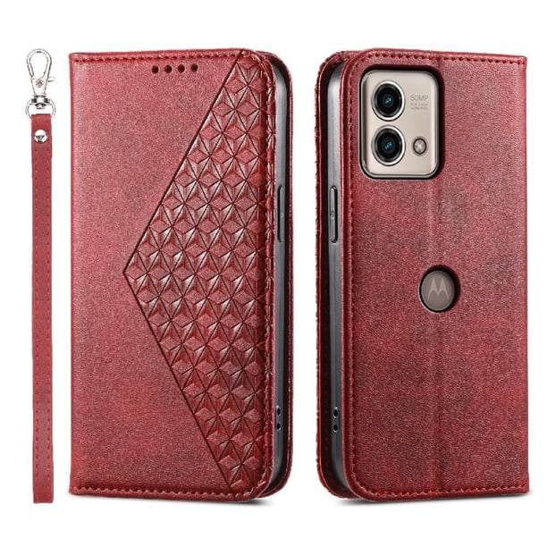 Funda Flip FOXDOCK para Motorola Moto G Stylus 5G 2023 , Estilo Billetera con Diseño Rombo, Correa de Mano y Soporte, Uso Diario