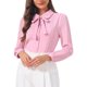 thumbnail image 1 of INSPIRE CHIC Blusa de Mujer para Regreso a Clases con Botones, Cuello Peter Pan, Lazo en el Cuello, Blusa de Color Sólido L Rosa Empolvado, 1 of 5