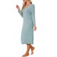 thumbnail image 4 of INSPIRE CHIC Vestido de Dormir de Punto Nube para Mujer con Cuello en V, Hombro Caído, Manga 3/4, Largo Midi con Tela Elástica M Azul Claro, 4 of 6