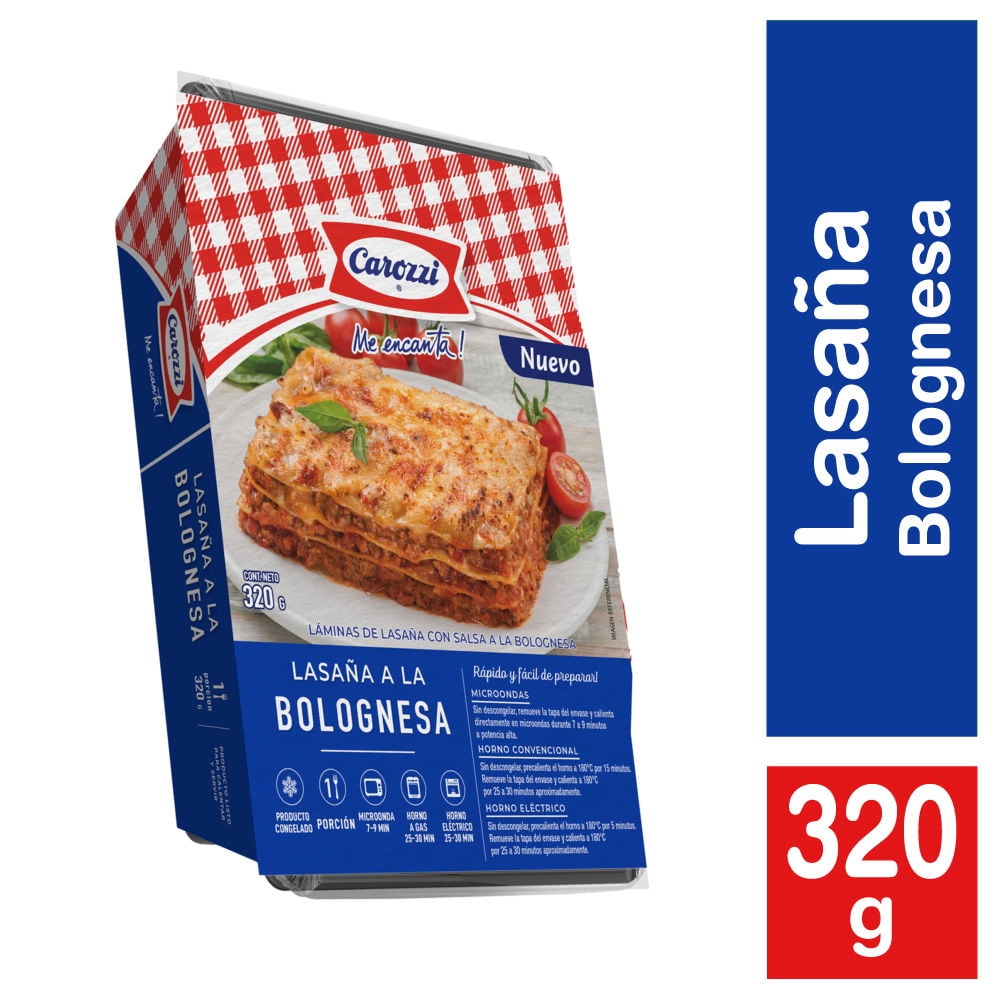 Lasaña Congelada Bolognesa 320 g Carozzi