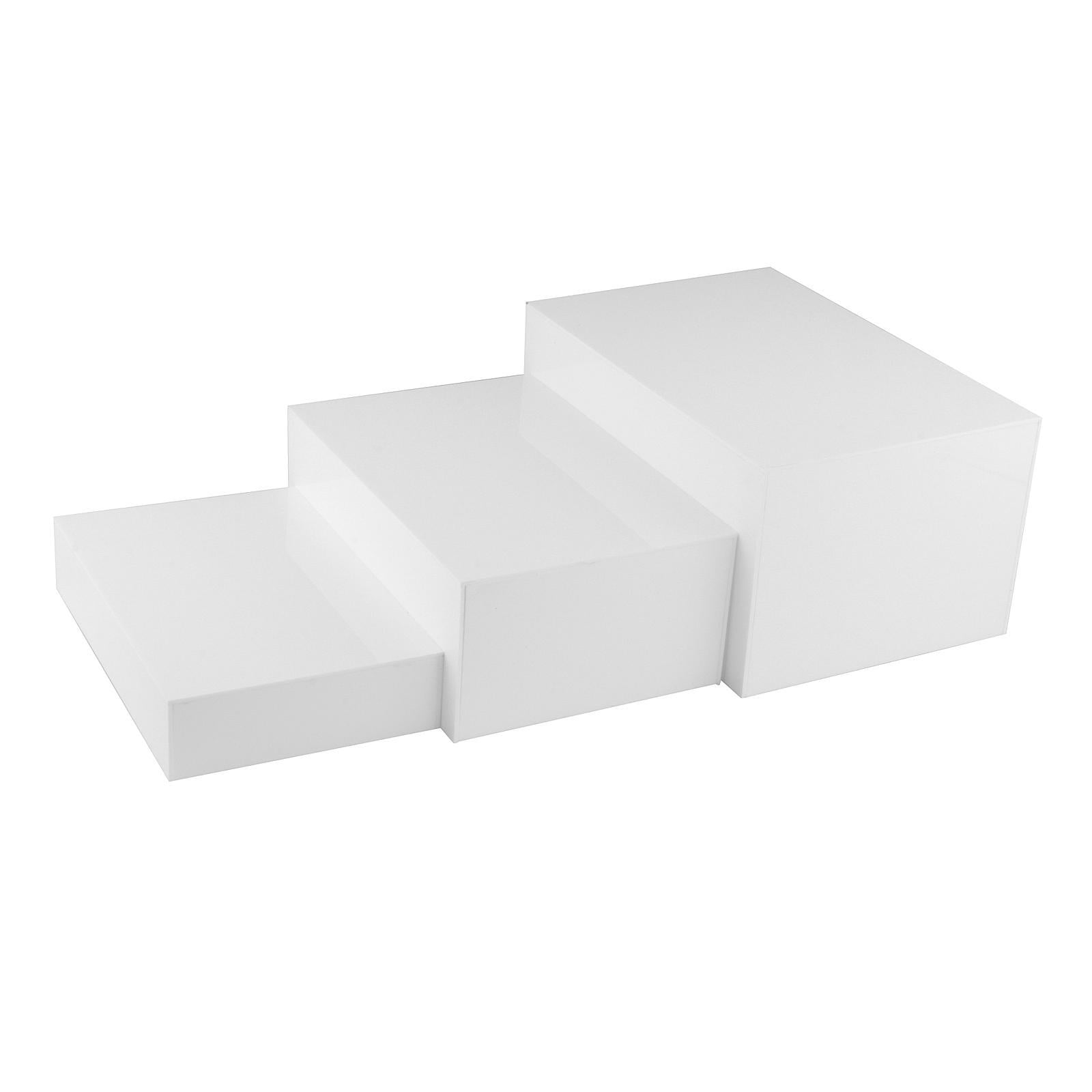 Magideal - 3 Elevadores De Buffet, Elevadores De Exhibición De Joyas, Soporte Para Pasteles, Elevadores De Exhibición De Cubos De Acrílico Anidados Para Mostrado Blanco