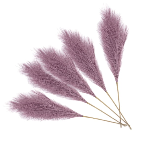 Decoración de ramas de hierba artificial , 5 tallos, 27 pulgadas, simulación de flores secas, decoración de habitación, ramo para jarrón, boda, d , púrpura