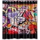 thumbnail image 1 of Cortina de ducha de estilo libre con grafiti de vendedor de outlet, juego de cortinas de baño con ganchos, tamaño 66 x 72 pulgadas, 1 of 3