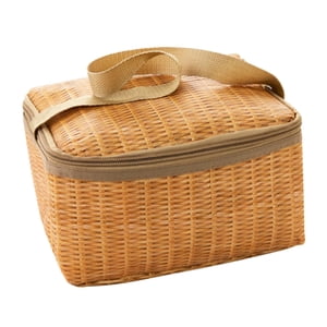 Bothyi - Bolsa Térmica Para Picnic Al Aire Libre, Bolsa De Mimbre De Imitación Para Alimentos, Frutas, Viajes, Trabajo