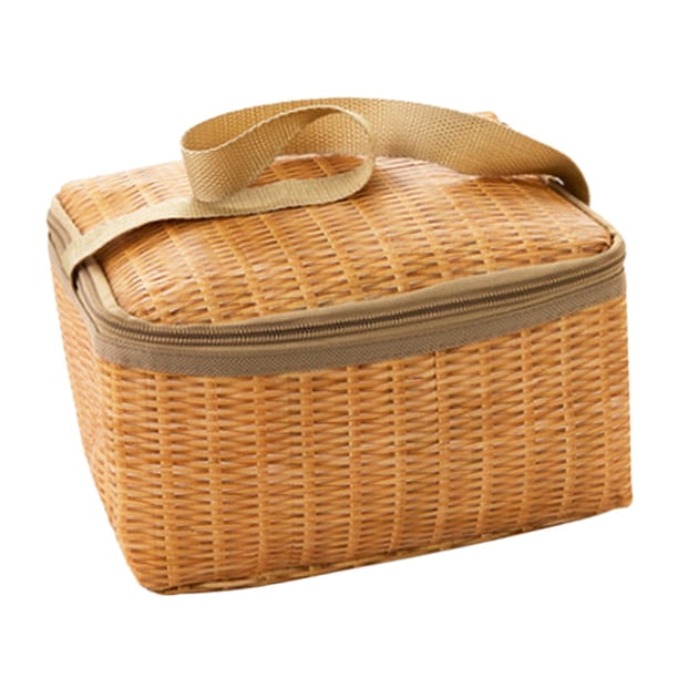 Bolsa Térmica Para Picnic Al Aire Libre, Bolsa De Mimbre De Imitación Para Alimentos, Frutas, Viajes, Trabajo