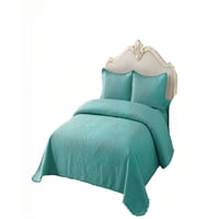 Genérico - Cubrecama De Verano Quilt 1 5 Plazas Con Pompon Color Turquesa