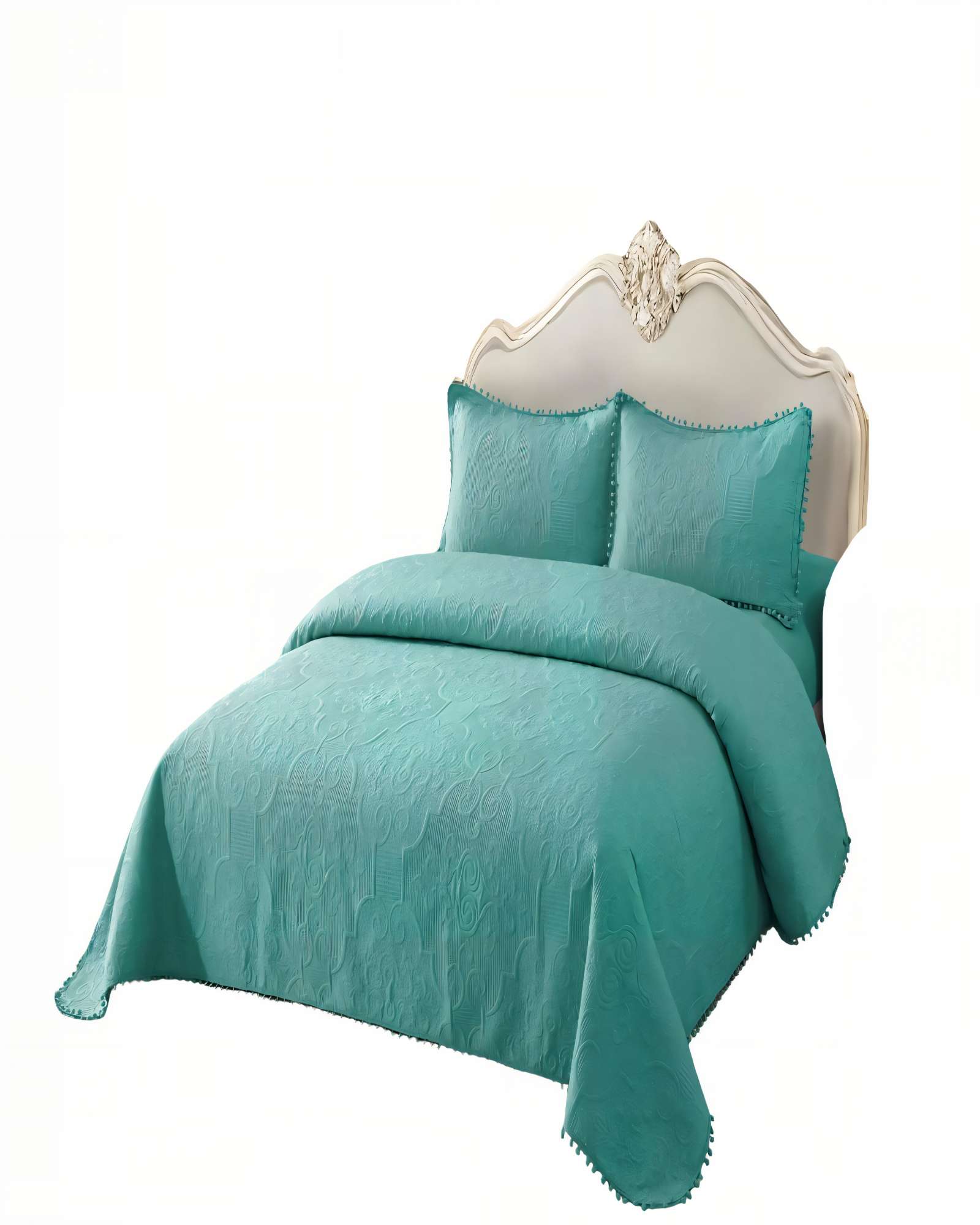 Genérico - Cubrecama De Verano Quilt 1 5 Plazas Con Pompon Color Turquesa