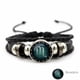 thumbnail image 1 of Luminous Twelve Constellation Artificial Gemstone Bracelet ,Beaded Rope PU Leather 12 Constellation Woven Bracelet, 1 of 5