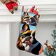 thumbnail image 2 of Bulldog Francés Tema: Calcetines de Navidad, fino lino blanco para colgar en escaleras y chimenea, decoración navideña para el hogar, regalo de Navidad.54cm×38cm, 2 of 5