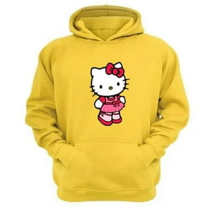 Genérico - Polerón Canguro Gatita Kitty Amarillo Talla Xs Unisex