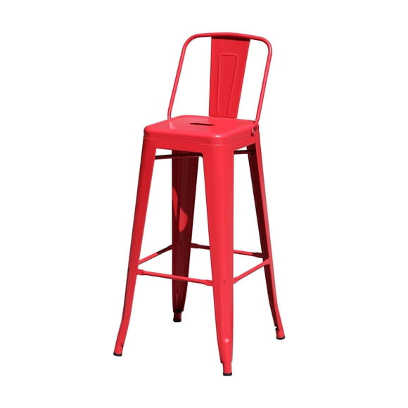 Pack 2 Pisos de Bar con Respaldo Tolix Rojo 43x43x102 Cm