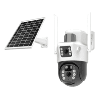 Genérico - Cámara De Seguridad Solar De Doble Pantalla Visión Completa Blanco