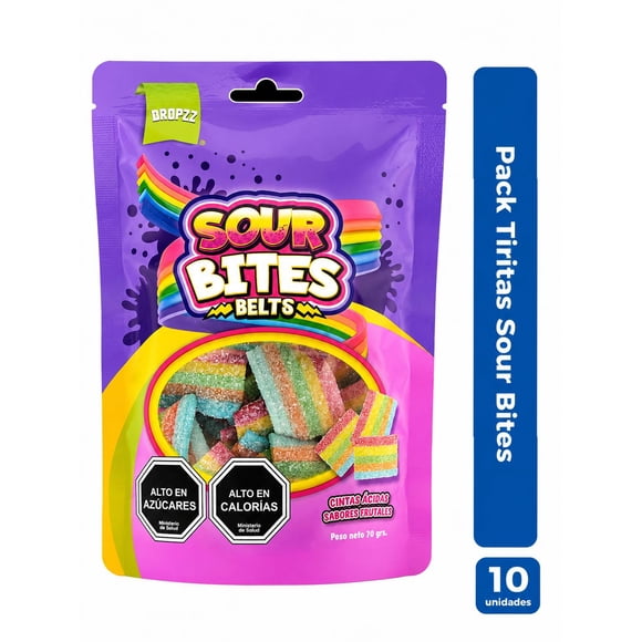 Pack 10 Sour Bites Belts 70g