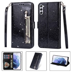 Funda Para Foxdock Elegante Funda Samsung Galaxy S23 Glitter Con Cremallera-Ideal Para El Uso Diario