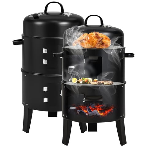 Element Design - Parrilla A Carbón Y Ahumador Con 2 Parrillas De Cocción Diámetro 40Cm