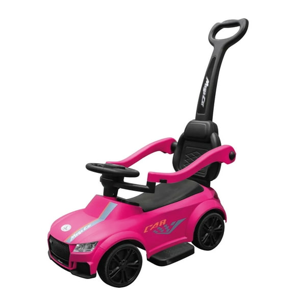 Auto Correpasillo Mango Direccional Luces Y Sonido Rosado