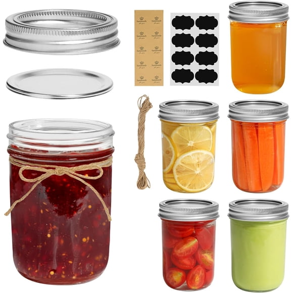 ComSaf 8 oz Mason Jars, 6 Pack Small Regular Mouth Glass Jar