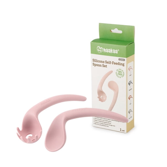 Utensilio para alimentación Cubiertos curvos de silicona Palo Rosa