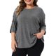thumbnail image 1 of Agnes Orinda Blusas de Mujer Tallas Grandes Cuello Redondo Abertura Manga 3/4 Decoración de Botones Blusas Sueltas Informales de Punto 3X Gris, 1 of 6