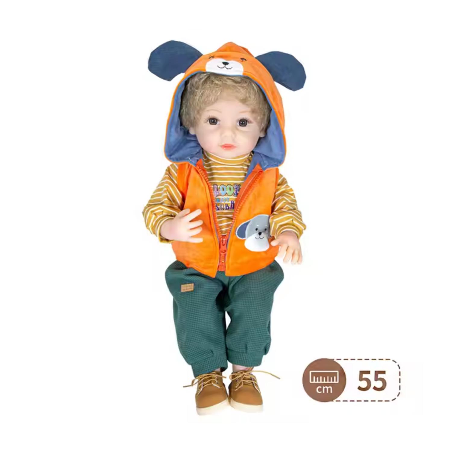 Total E-Commerce - Juguete Muñeco Realista 55Cm Silicona Chaleco Naranja Infantil