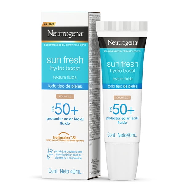 Protector Solar Neutrogena Facial Sun Fresh Hydroboost Fps 50+ Tono Claro, 40 ml
