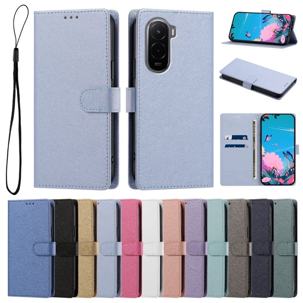 Cartera para Xiaomi Poco M7 4G con Soporte y Correa, Azul Cielo