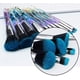 thumbnail image 4 of Juego de 10 brochas de maquillaje de oro rosa con diseño de diamante, brochas profesionales para sombras de ojos, corrector, delineador y cejas (azul y morado)., 4 of 7