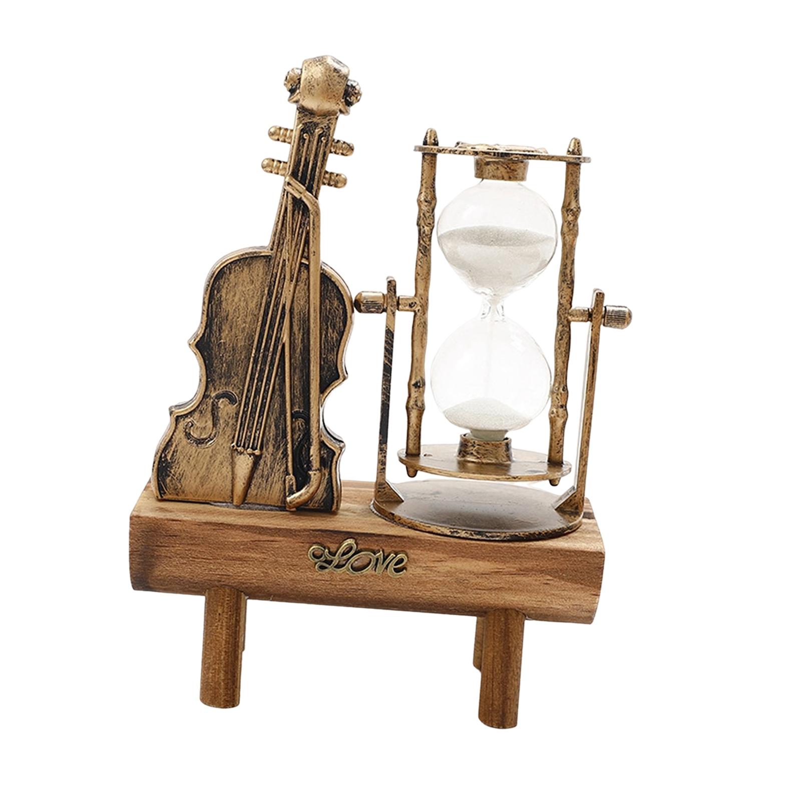 Magideal - Reloj De Arena De Violín De Estilo Retro Europeo, Base De Madera Creativa, Reloj De Arena Para Decoración Del Hogar, Juegos Para Niños, Cocina, Regalo