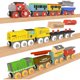 thumbnail image 2 of Set de tren de madera de 12 piezas con vagones magnéticos y caja de almacenamiento, tamaño S, 2 of 3