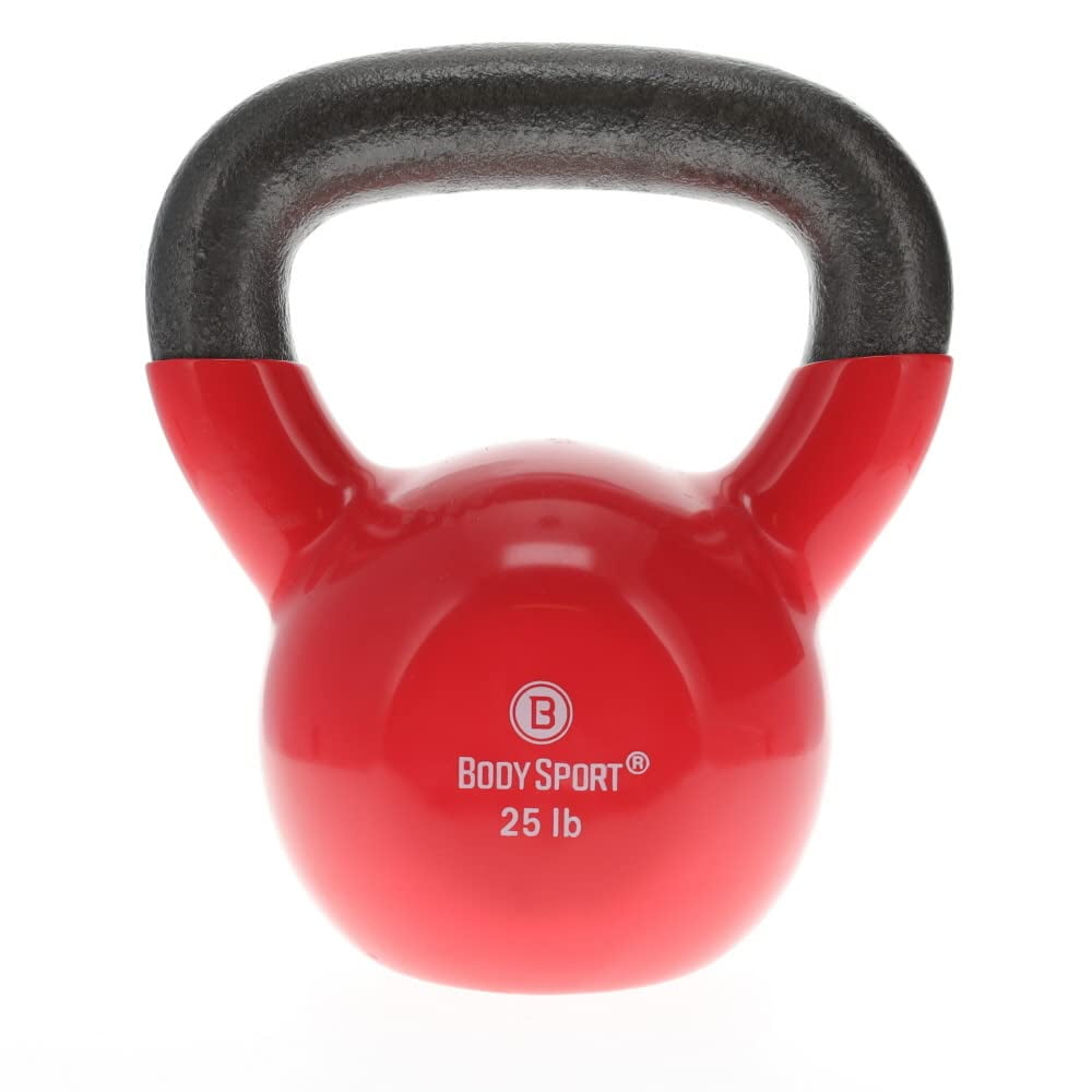 Kettlebell Body Sport, Hierro Fundido, Revestimiento De Vinilo, 11,34 Kg, Rojo