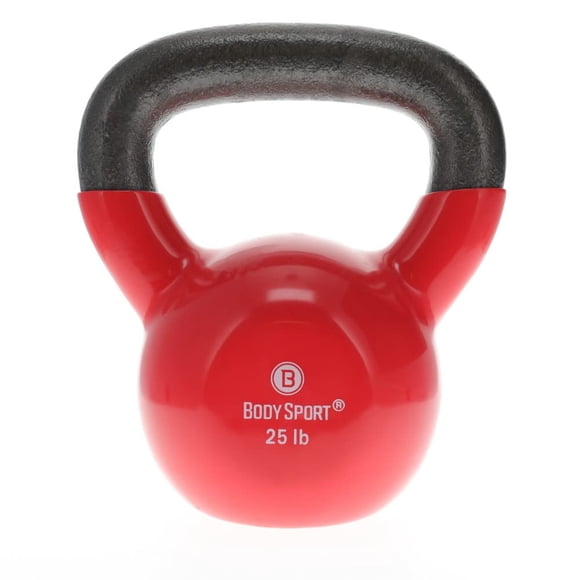 Kettlebell Body Sport, hierro fundido, revestimiento de vinilo, 11,34 kg, rojo