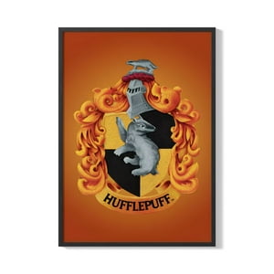 Creango - Cuadro Poster Enmarcado Hufflepuff Escudo Decorativo