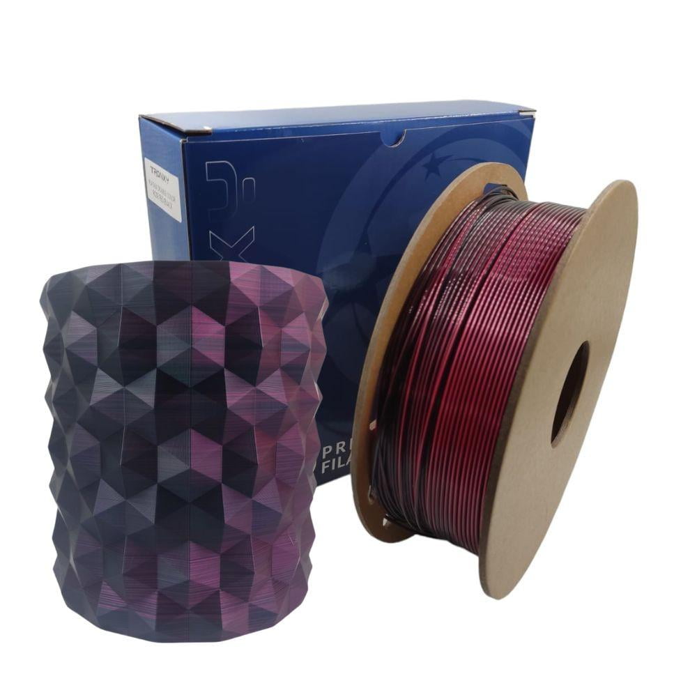 Tronxy - Filamento 3d Pla Seda Doble Color Rose Red And Black De 1.75mm Y 1kg