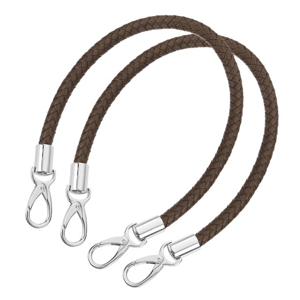 Correa de bolso de cuero Uxcell, paquete de 2 correas cortas de cuero PU trenzado de 50 cm para reemplazo de bolso (correa de café oscuro + cierre de plata)
