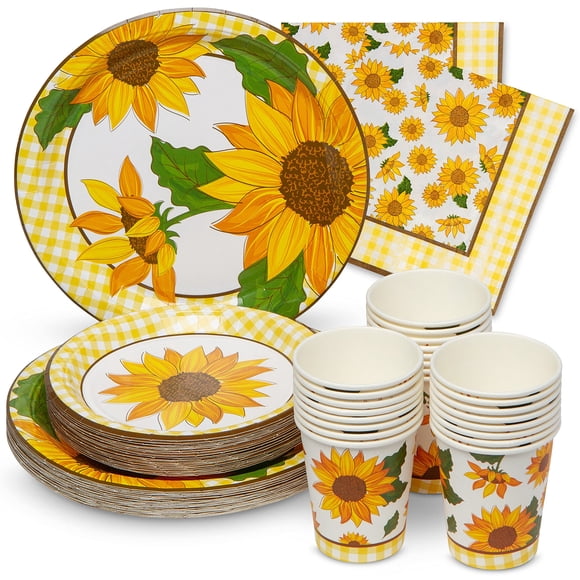 Juego de 24 girasoles Royal Bluebonnet de Party Supplies con platos