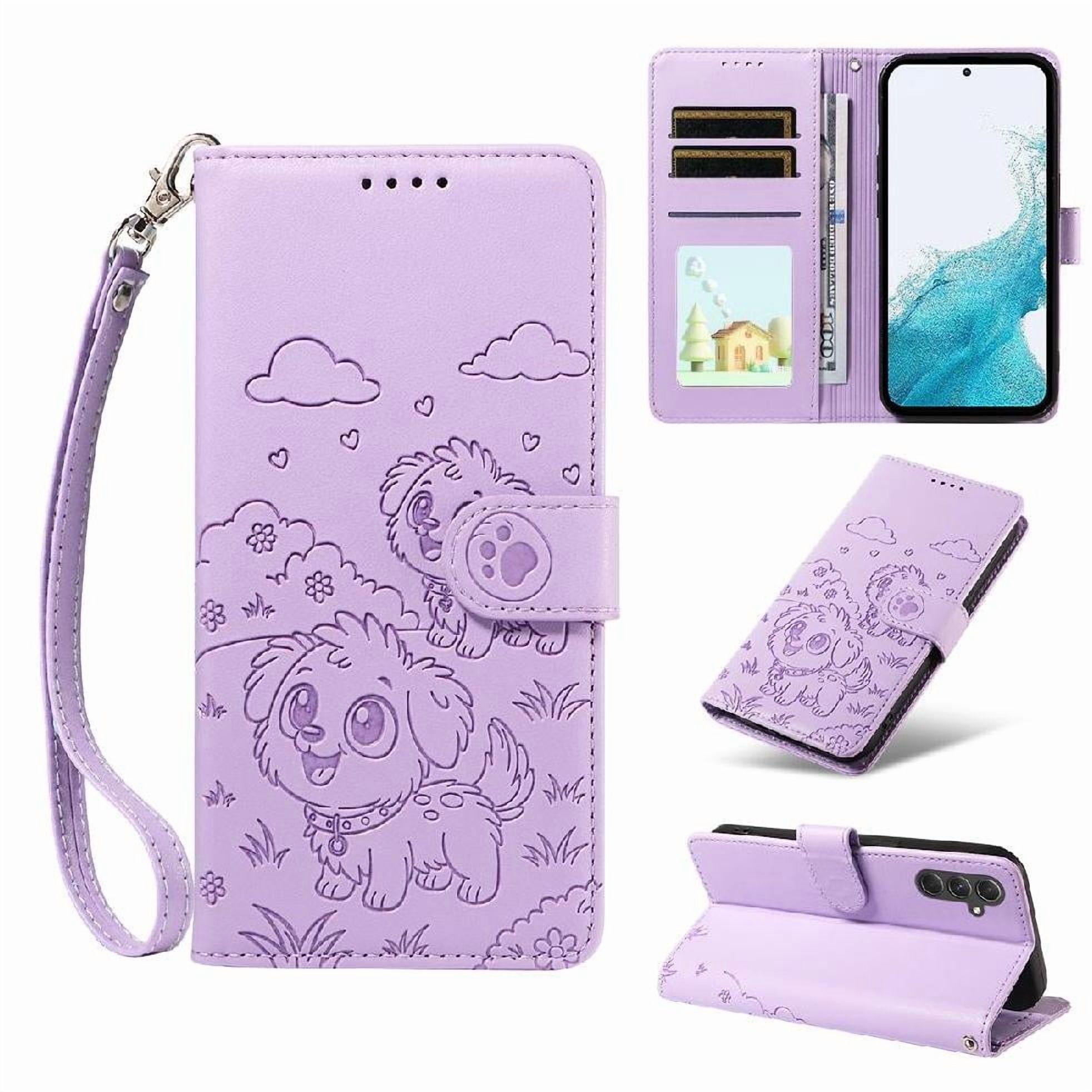 Funda Billetera Foxdock Compatible Con Samsung Galaxy A54 5G, Diseño Perrito Tierno, Ranuras Para Tarjetas Y Soporte Plegable