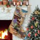 thumbnail image 1 of Amor Joven Tema: Calcetines de Navidad, fino lino blanco para colgar en escaleras y chimenea, decoración navideña para el hogar, regalo de Navidad.54cm×38cm, 1 of 5