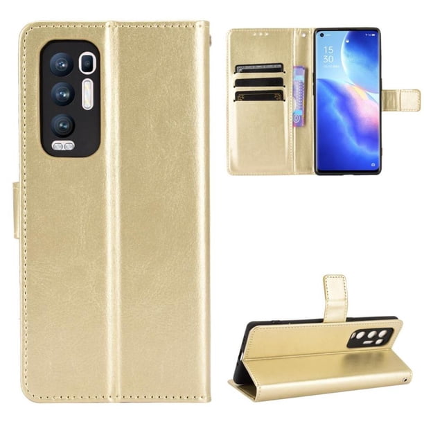 Funda tipo libro para OPPO Reno 5 Pro Plus, cartera todo‑en‑uno, funda multifuncional con tarjetero y correa de muñeca desmontable