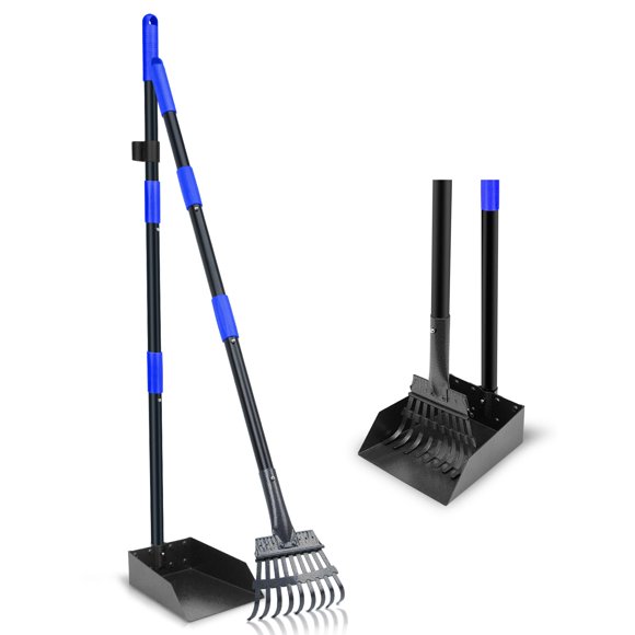 Pooper Scooper Twocorn con bandeja y rastrillo para perros (azul)