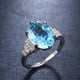 thumbnail image 1 of Elegant Halo Ring with Oval Cut Zircon - Perfect Anniversary, Proposal, and Wedding Gift for Women, 1 of 4