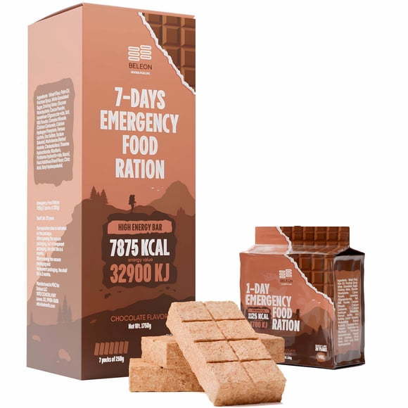 Barras de galletas de chocolate para 7 días de Emergency Food Supply MRE