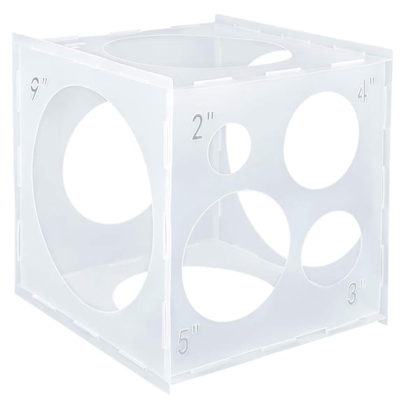 Caja calibradora de globos Auihiay de plástico, cubo de 2 a 10 pulgadas
