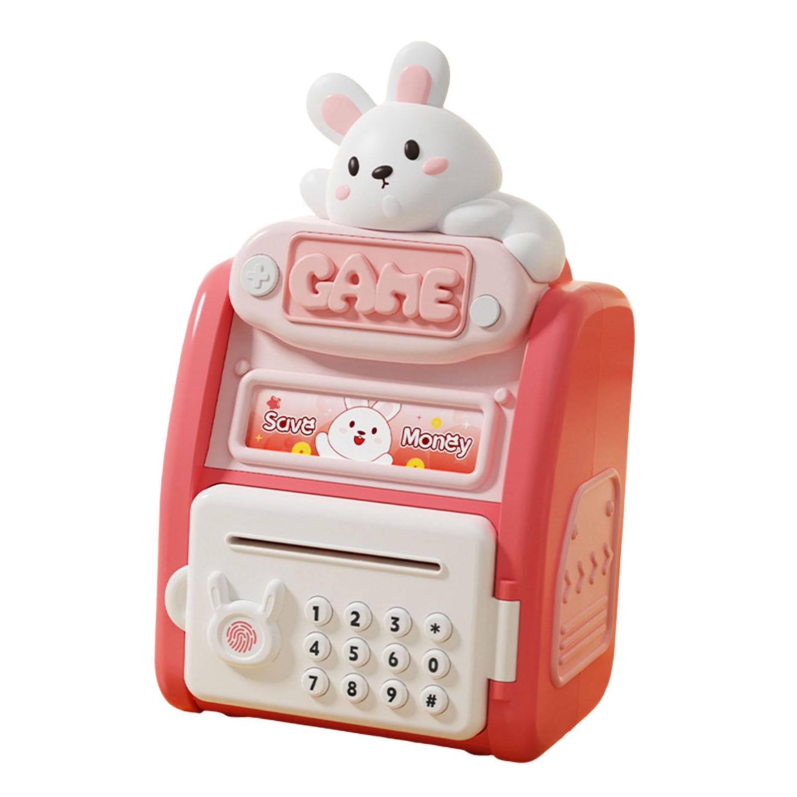 Magideal - Alcancía Eléctrica Para Niños, Alcancía Automática Con Rollo Para Ahorrar Dinero, Cajero Automático Con Contraseña, Regalos Para Niños, Niñas Y Niños Conejito