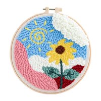 Bothyi - Kits De Iniciación De Bordado Con Aguja Perforada, Kit De Enganche, Herramientas Básicas Para Principiantes, Girasol