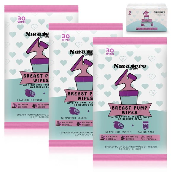 Toallitas para Sacaleches Nmuxyro 3 Paquetes Limpieza Natural 90 unidades