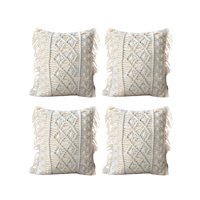 Genérico - Pack De 4 Fundas De Cojin Estilo Bohemio 45X45 Cm Blanco 01