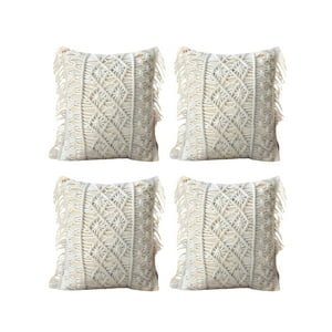 Genérico - Set De 4 Fundas De Cojin Estilo Bohemio 45X45 Cm Blanco 01
