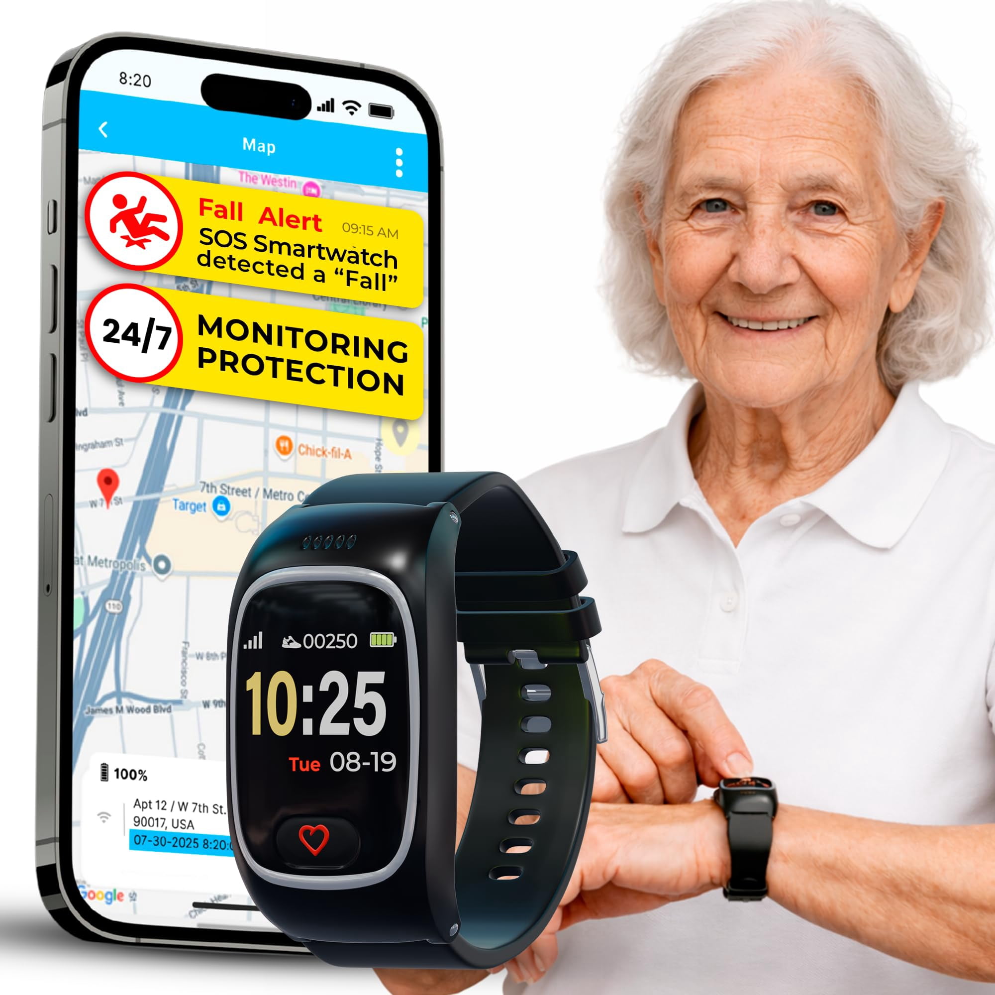 Pulsera De Alerta Médica Smartwatch Seculife, Rastreador Gps