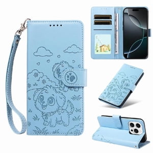 Funda Billetera Foxdock Compatible Con Iphone 16 Pro Max, Diseño Perrito Tierno, Ranuras Para Tarjetas Y Soporte Plegable